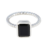 Bruna Luxurious Black Solitaire Ring Black Onyx Black